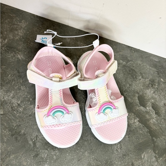 Carters light pink white light up sandals t strap Velcro rainbow size 11 new - Picture 3 of 6